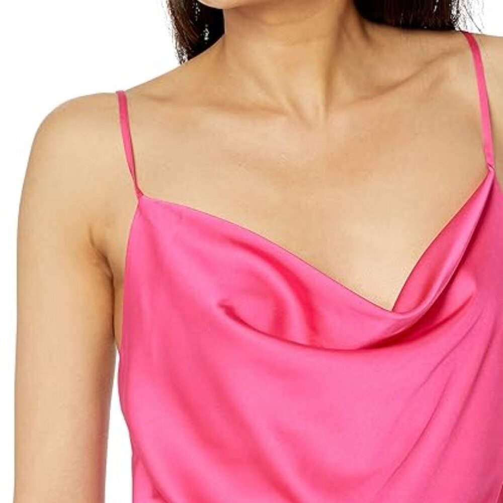 The Drop Women's Christy Cowl Neck Cami Silky Stretch Top, Hot Pink - Picture 6 of 9